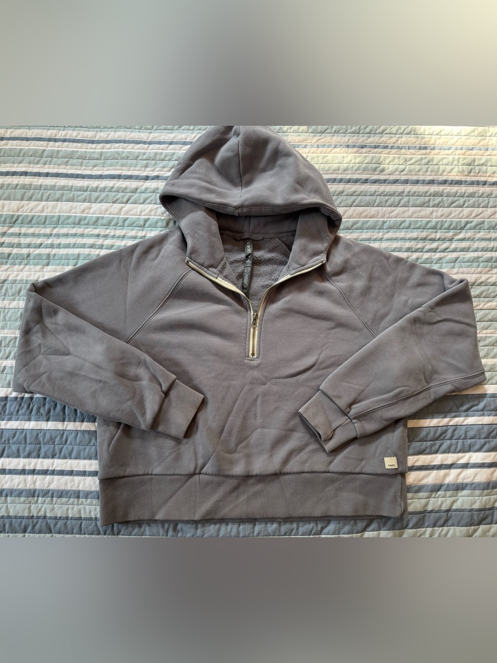 EUC Steel Blue Vuori Restore Half Zip Hoodie